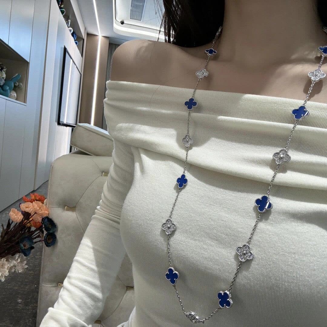 Van Cleef & Arpels Alhambra Blue Enamel Necklace Van Cleef & Arpels Alhambra Blue Enamel Necklace